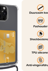 Nomfy Hoesje Geschikt voor iPhone 12 Pro Max Hoesje Met Telefoonketting Pasjeshouder Shockproof Case Koord - Hoesje Geschikt voor iPhone 12 Pro Max Hoes Met Kaarthouder - Transparant