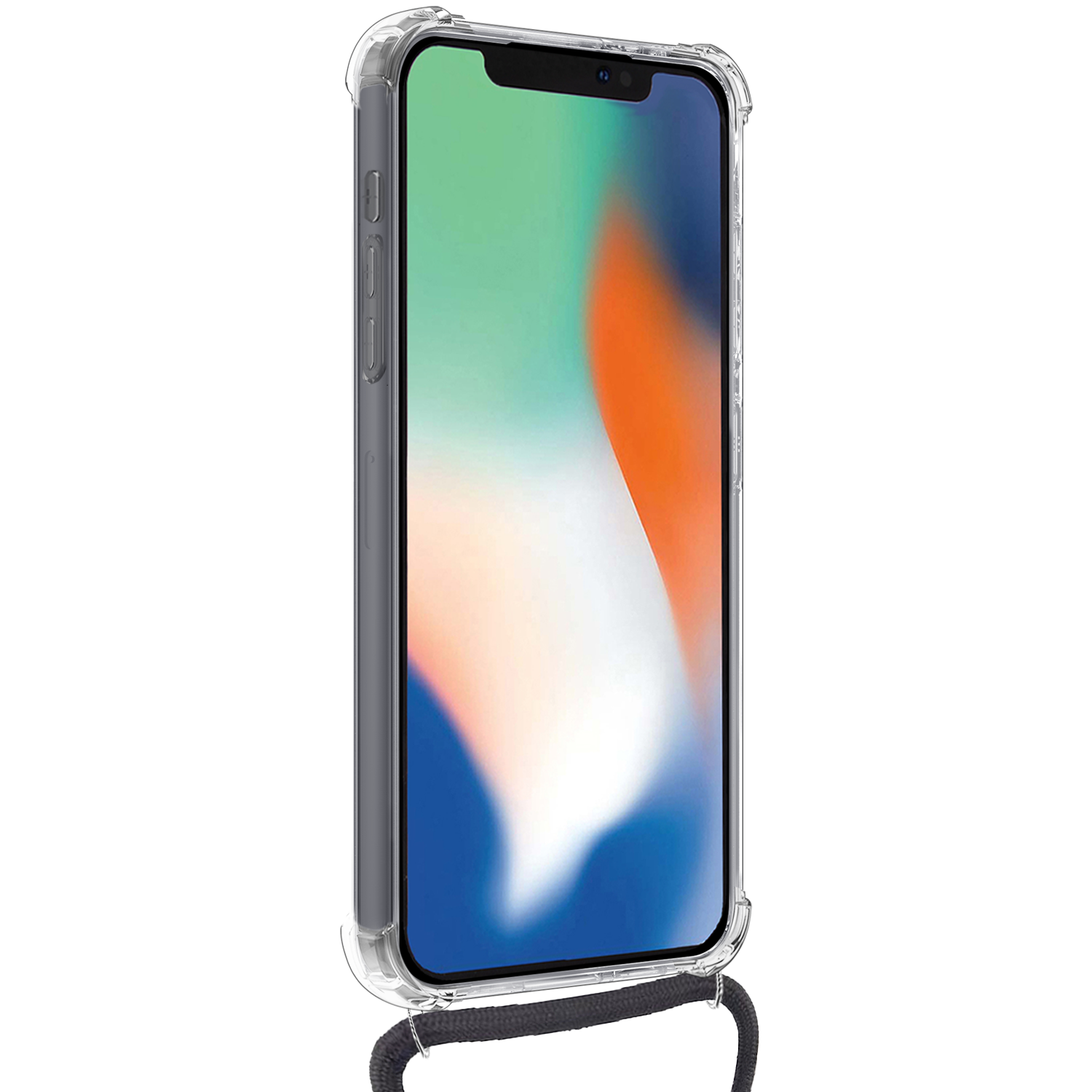 Nomfy Hoesje Geschikt voor iPhone 12 Mini Hoesje Met Telefoonketting Pasjeshouder Shockproof Case Koord - Hoesje Geschikt voor iPhone 12 Mini Hoes Met Kaarthouder - Transparant - 2 PACK