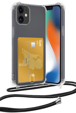 Nomfy Hoesje Geschikt voor iPhone 12 Mini Hoesje Met Telefoonketting Pasjeshouder Shockproof Case Koord - Hoesje Geschikt voor iPhone 12 Mini Hoes Met Kaarthouder - Transparant