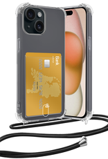 Nomfy Hoesje Geschikt voor iPhone 15 Plus Hoesje Met Telefoonketting Pasjeshouder Shockproof Case Koord - Hoesje Geschikt voor iPhone 15 Plus Hoes Met Kaarthouder - Transparant