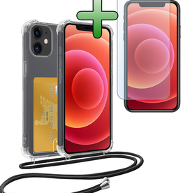 BASEY. BASEY. iPhone 12 Mini Hoesje Pashouder met Koord Met Screenprotector