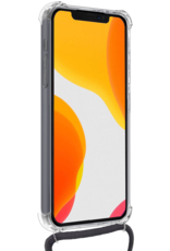 NoXx Hoes Geschikt voor iPhone 11 Hoesje Pasjeshouder Cover Met Koord Shock Proof Case Siliconen Hoes Met Telefoonkoord en Kaarthouder - Transparant