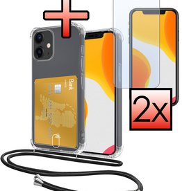 NoXx NoXx iPhone 12 Hoesje Pashouder met Koord Met 2x Screenprotector