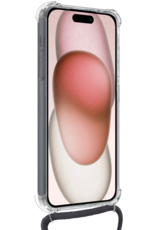 NoXx Hoes Geschikt voor iPhone 13 Mini Hoesje Pasjeshouder Cover Met Koord Shock Proof Case Siliconen Hoes Met Telefoonkoord en Kaarthouder - Transparant