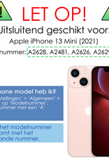 NoXx Hoes Geschikt voor iPhone 13 Mini Hoesje Pasjeshouder Cover Met Koord Shock Proof Case Siliconen Hoes Met Telefoonkoord en Kaarthouder - Transparant