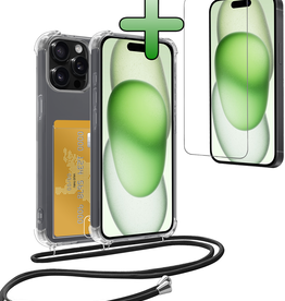 BASEY. BASEY. iPhone 13 Pro Hoesje Pashouder met Koord Met Screenprotector