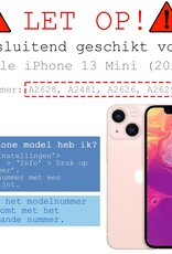 BASEY. Hoes Geschikt voor iPhone 13 Mini Hoesje Pas Houder Shock Proof Case Hoes Met Koord Met Screenprotector - Hoesje Geschikt voor iPhone 13 Mini Hoes Met Telefoonkoord Pasjeshouder Cover - Transparant
