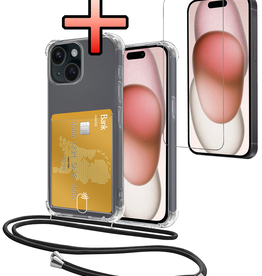 NoXx NoXx iPhone 14 Hoesje Pashouder met Koord Met Screenprotector
