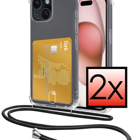 NoXx NoXx iPhone 15 Plus Hoesje Pashouder met Koord - 2 PACK