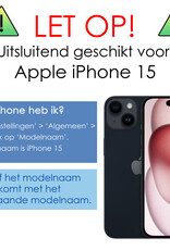 NoXx Hoes Geschikt voor iPhone 15 Hoesje Pasjeshouder Cover Met Koord Shock Proof Case Siliconen Hoes Met Telefoonkoord en Kaarthouder - Transparant