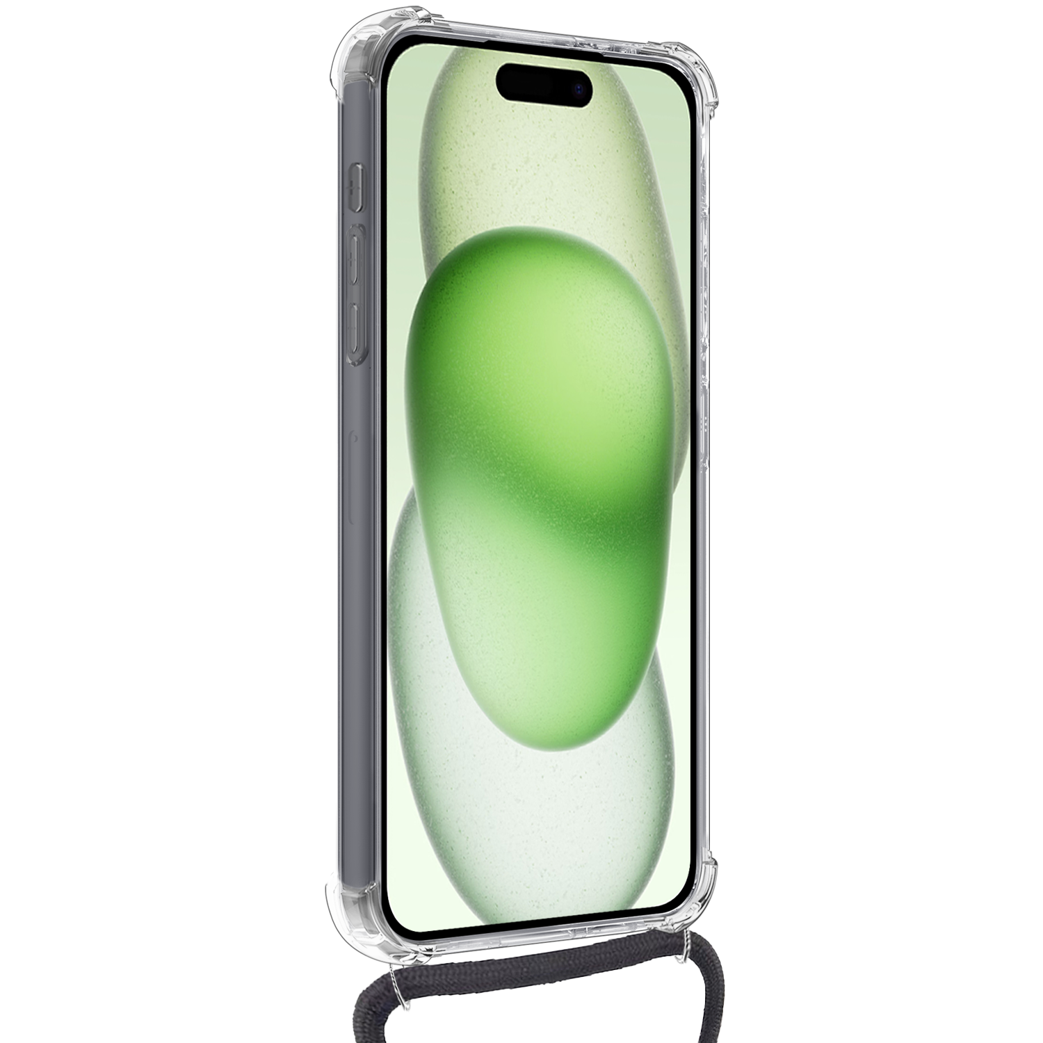 BASEY. Hoes Geschikt voor iPhone 15 Pro Hoesje Pas Houder Shock Proof Case Hoes Met Koord - Hoesje Geschikt voor iPhone 15 Pro Hoes Met Telefoonkoord Pasjeshouder Cover - Transparant - 2 Stuks