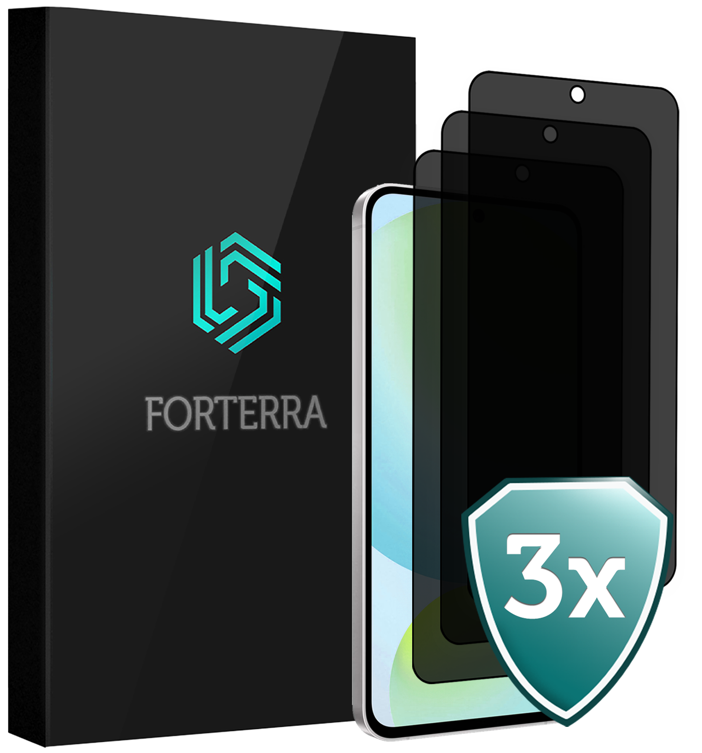 Forterra Forterra Samsung Galaxy S24 FE Screenprotector Glas Privacy - 3 PACK