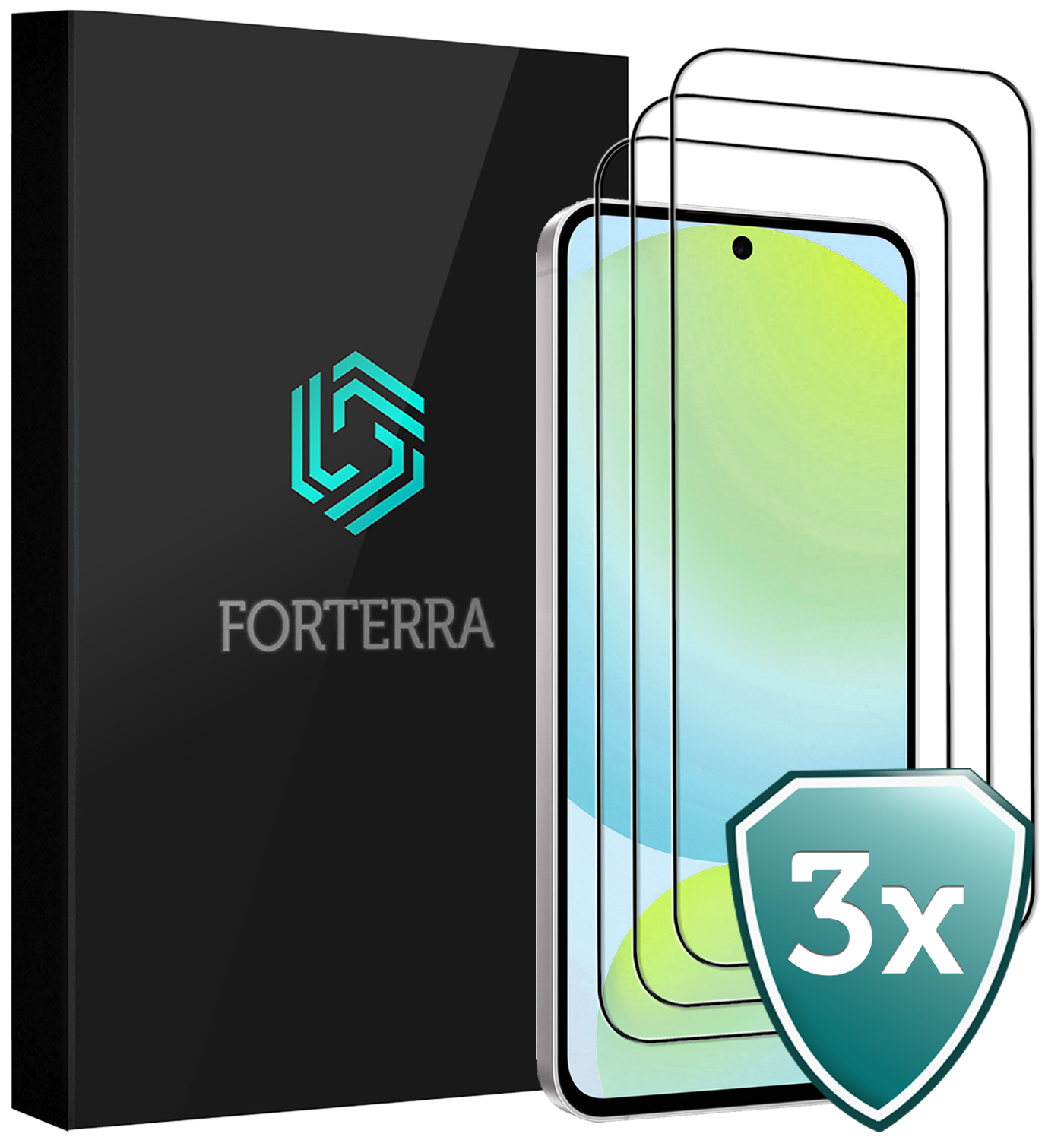 Forterra Forterra Samsung Galaxy S24 FE Screenprotector Glas  Full Cover - 3 PACK