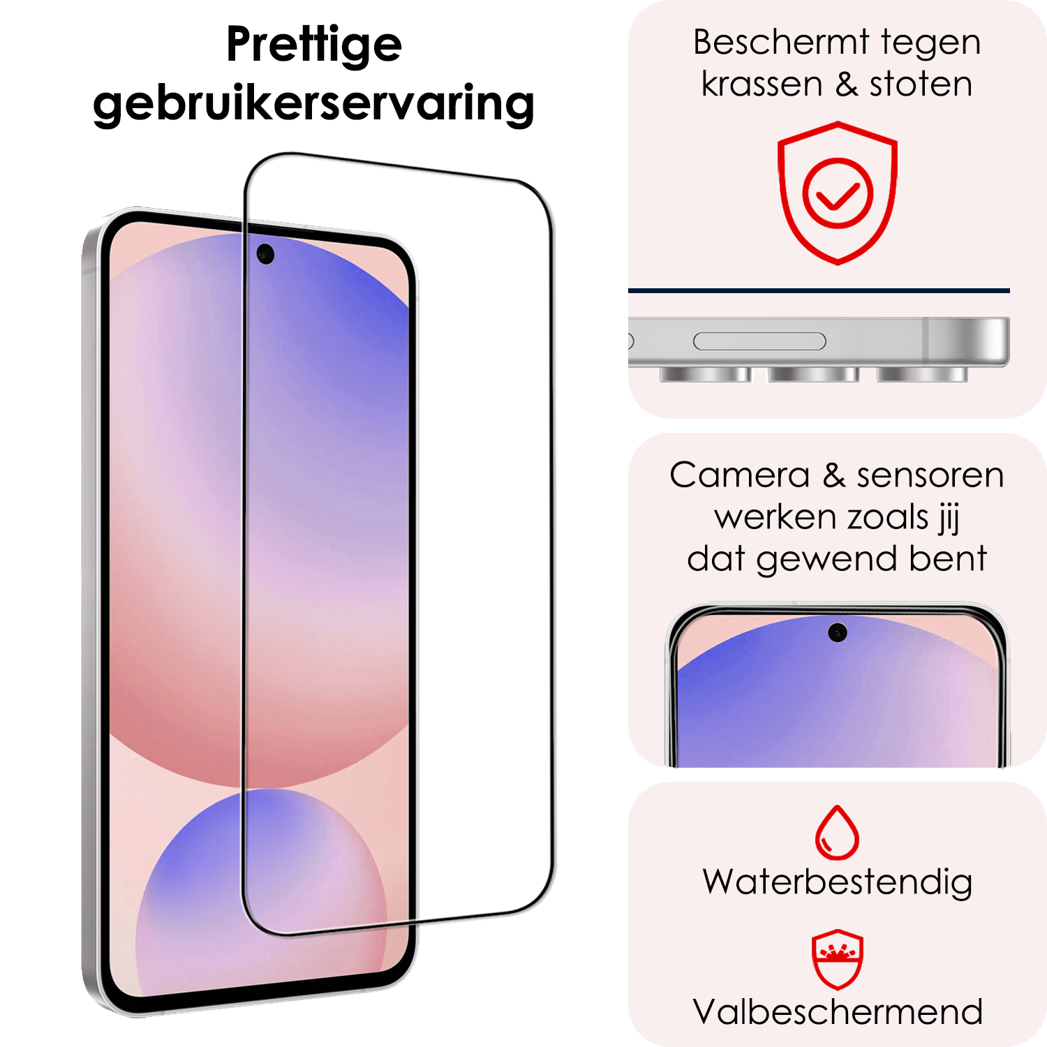 NoXx NoXx Samsung Galaxy S24 FE Screenprotector Glas  Full Cover - 3 PACK