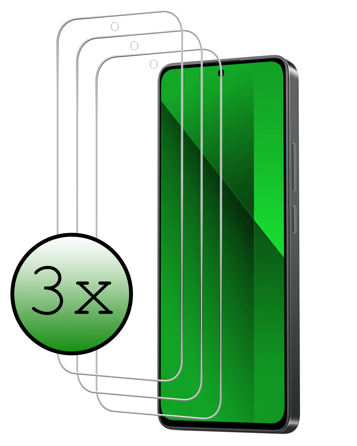 BASEY. Screenprotector Geschikt voor Xiaomi Redmi Note 13 4G Screenprotector Tempered Glass - Screenprotector Geschikt voor Xiaomi Redmi Note 13 4G Beschermglas Screen Protector Glas - 3 Stuks