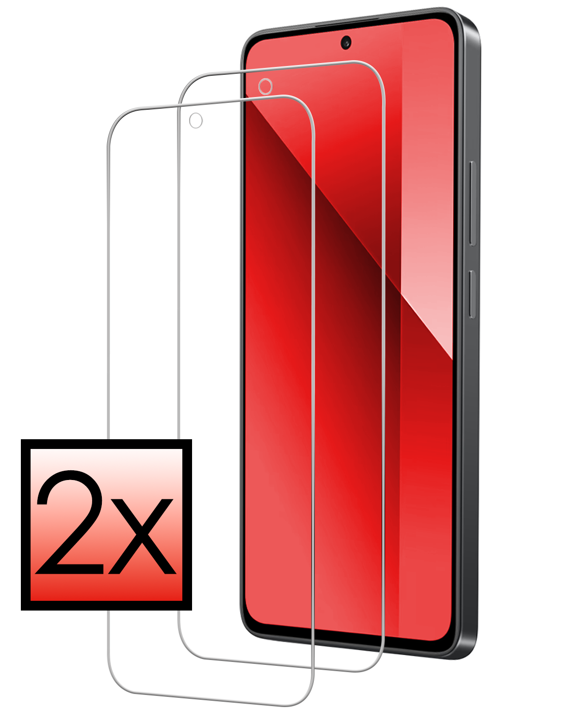 NoXx Screenprotector Geschikt voor Xiaomi Redmi Note 13 4G Screenprotector Tempered Glass Gehard Glas Beschermglas - 2 PACK