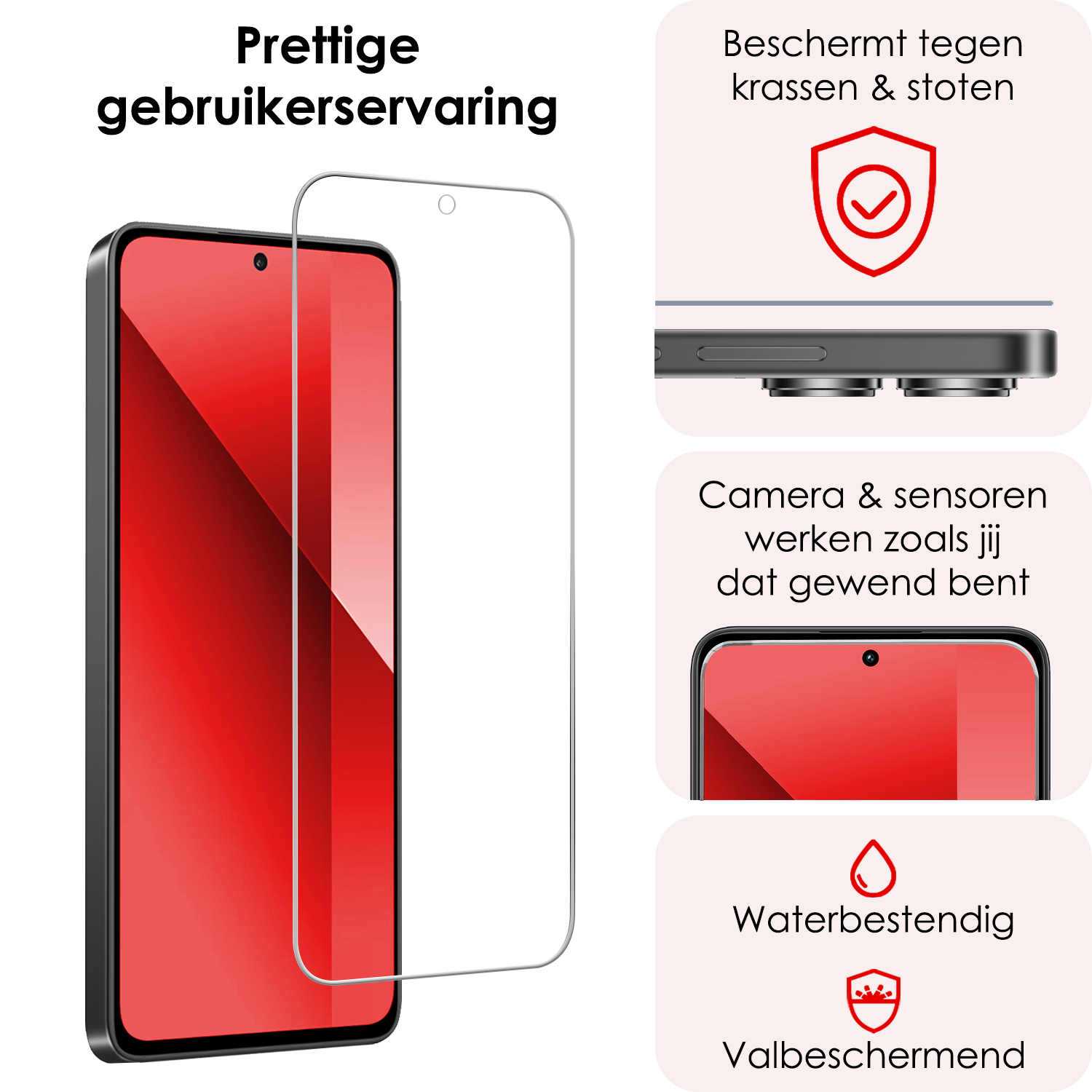 NoXx Screenprotector Geschikt voor Xiaomi Redmi Note 13 4G Screenprotector Tempered Glass Gehard Glas Beschermglas - 3 PACK