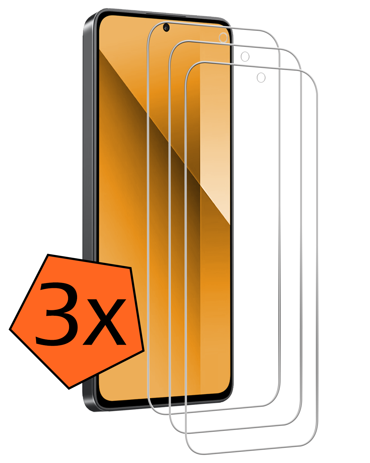 Nomfy Screenprotector - Geschikt voor Xiaomi Redmi Note 13 4G Screenprotector Bescherm Glas Tempered Glass - Screenprotector Geschikt voor Xiaomi Redmi Note 13 4G Screen Protector - 3 PACK
