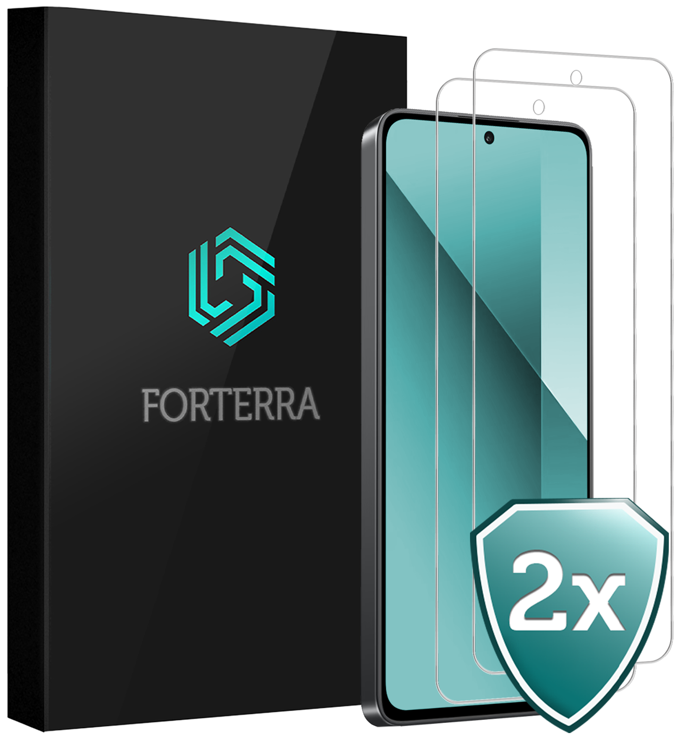 Forterra Screenprotector Geschikt voor Xiaomi Redmi Note 13 4G Screenprotector Glas Gehard Screen Cover - Screen Protector Geschikt voor Xiaomi Redmi Note 13 4G Screenprotector Tempered Glass - 2 PACK
