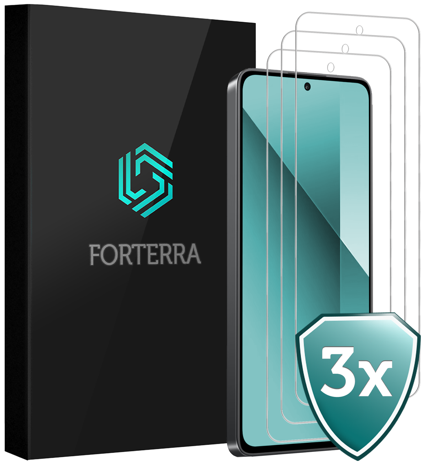 Forterra Screenprotector Geschikt voor Xiaomi Redmi Note 13 4G Screenprotector Glas Gehard Screen Cover - Screen Protector Geschikt voor Xiaomi Redmi Note 13 4G Screenprotector Tempered Glass - 3 PACK