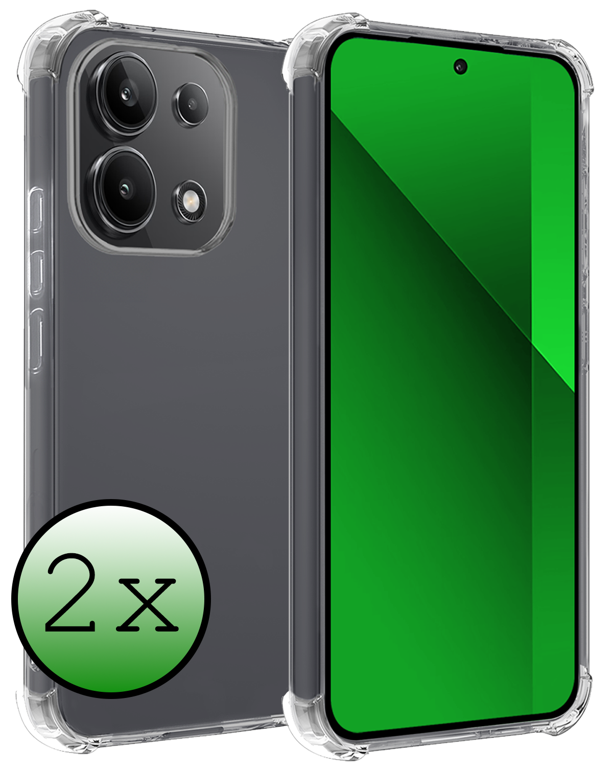 BASEY. Hoes Geschikt voor Xiaomi Redmi Note 13 4G Hoesje Shock Proof Case Hoes Siliconen - Hoesje Geschikt voor Xiaomi Redmi Note 13 4G Hoes Cover Shockproof - Transparant - 2 Stuks