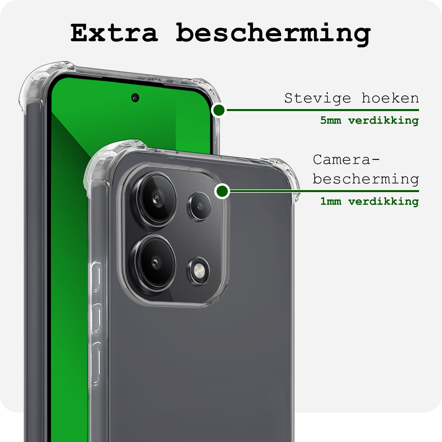 BASEY. Hoes Geschikt voor Xiaomi Redmi Note 13 4G Hoesje Shock Proof Case Hoes Siliconen - Hoesje Geschikt voor Xiaomi Redmi Note 13 4G Hoes Cover Shockproof - Transparant - 2 Stuks