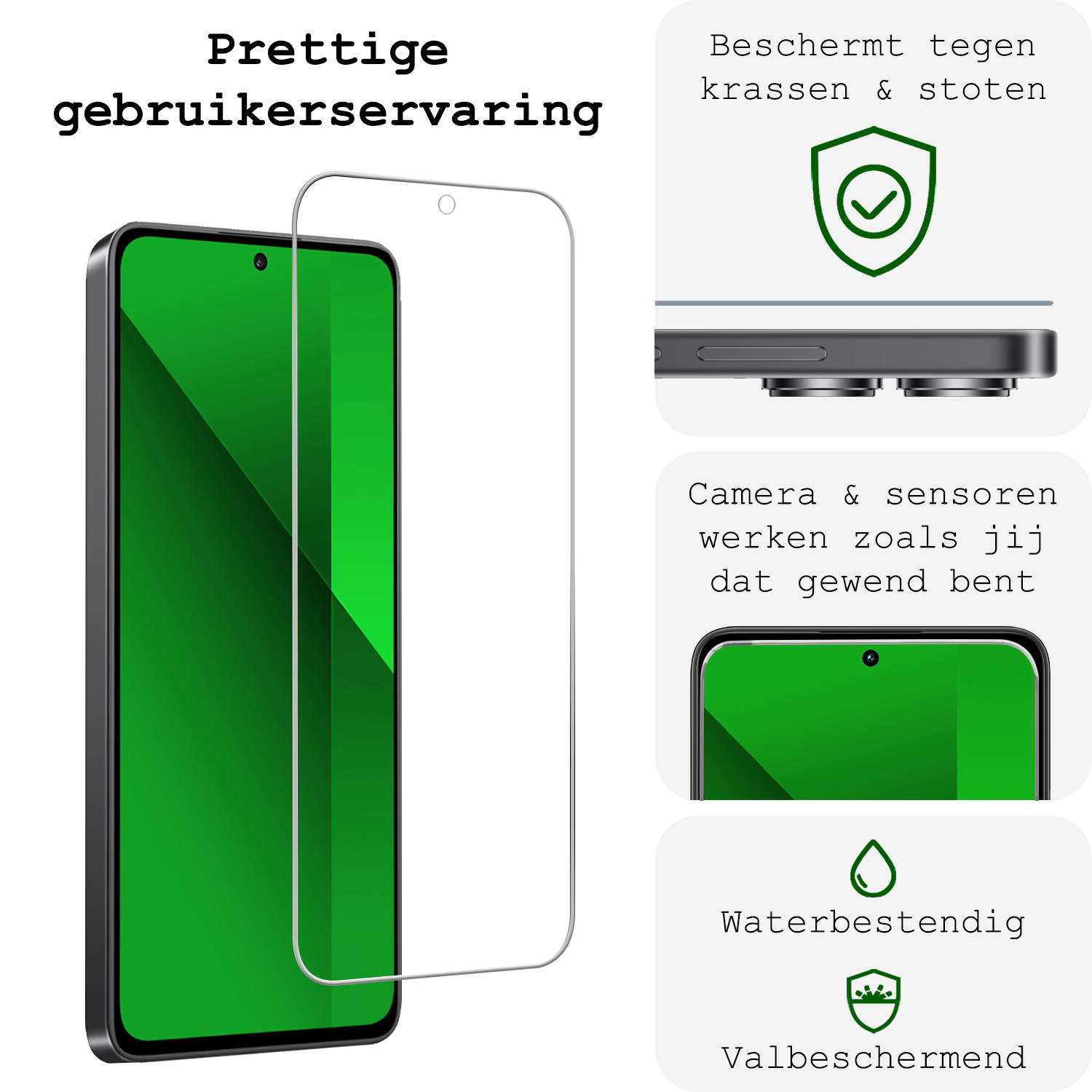 BASEY. Hoes Geschikt voor Xiaomi Redmi Note 13 4G Hoesje Shock Proof Case Hoes Siliconen Met Screenprotector - Hoesje Geschikt voor Xiaomi Redmi Note 13 4G Hoes Cover Shockproof - Transparant