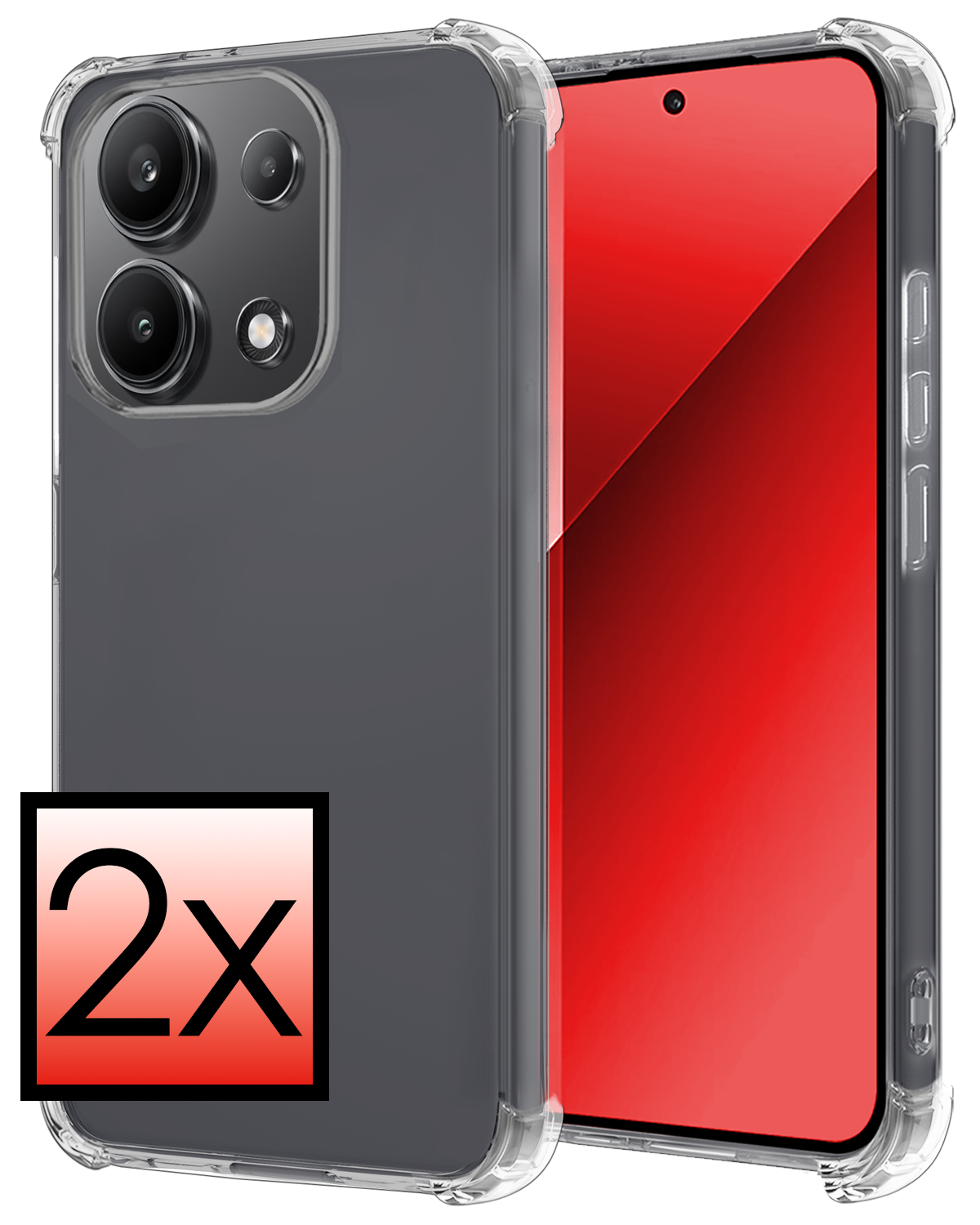 NoXx Hoes Geschikt voor Xiaomi Redmi Note 13 4G Hoesje Siliconen Cover Shock Proof Back Case Shockproof Hoes - Transparant - 2 PACK