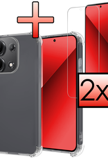 NoXx Hoes Geschikt voor Xiaomi Redmi Note 13 4G Hoesje Siliconen Cover Shock Proof Back Case Shockproof Hoes Met 2x Screenprotector - Transparant