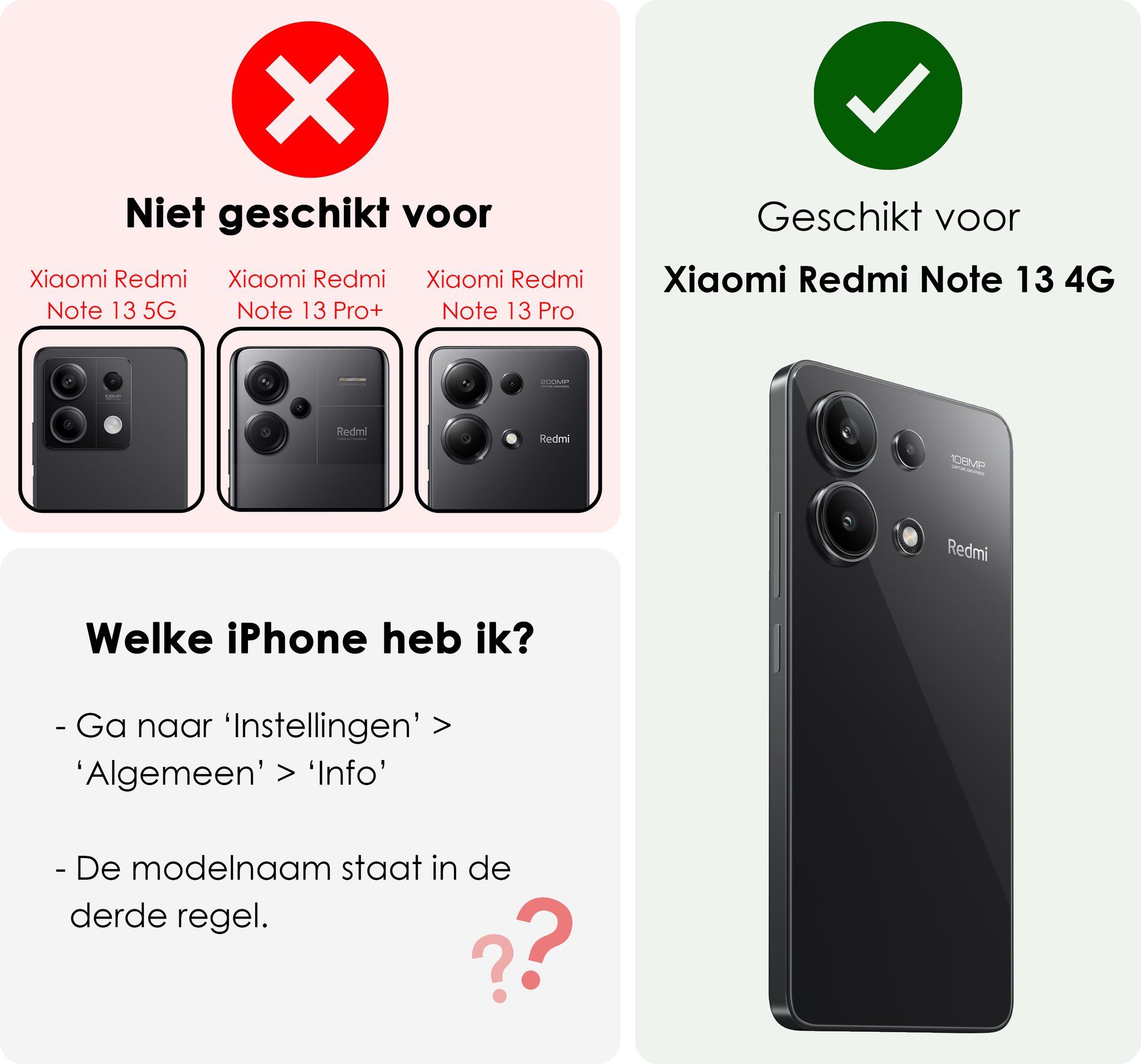NoXx Hoes Geschikt voor Xiaomi Redmi Note 13 4G Hoesje Siliconen Cover Shock Proof Back Case Shockproof Hoes Met 2x Screenprotector - Transparant
