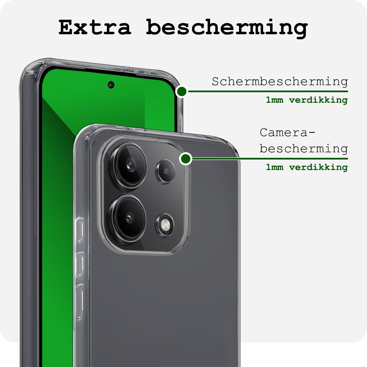 BASEY. Hoes Geschikt voor Xiaomi Redmi Note 13 4G Hoesje Siliconen Back Cover Case - Hoesje Geschikt voor Xiaomi Redmi Note 13 4G Hoes Cover Hoesje - Transparant - 2 Stuks