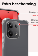 NoXx Hoes Geschikt voor Xiaomi Redmi Note 13 4G Hoesje Siliconen Cover Shock Proof Back Case Shockproof Hoes Met 2x Screenprotector - Transparant