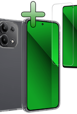 BASEY. Hoes Geschikt voor Xiaomi Redmi Note 13 4G Hoesje Siliconen Back Cover Case Met Screenprotector - Hoesje Geschikt voor Xiaomi Redmi Note 13 4G Hoes Cover Hoesje - Transparant