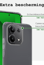BASEY. Hoes Geschikt voor Xiaomi Redmi Note 13 4G Hoesje Siliconen Back Cover Case Met Screenprotector - Hoesje Geschikt voor Xiaomi Redmi Note 13 4G Hoes Cover Hoesje - Transparant