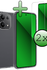 BASEY. Hoes Geschikt voor Xiaomi Redmi Note 13 4G Hoesje Siliconen Back Cover Case Met 2x Screenprotector - Hoesje Geschikt voor Xiaomi Redmi Note 13 4G Hoes Cover Hoesje - Transparant