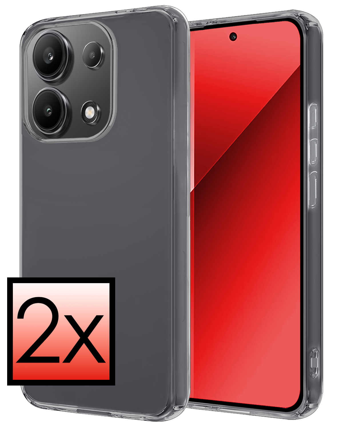 NoXx Hoes Geschikt voor Xiaomi Redmi Note 13 4G Hoesje Cover Siliconen Back Case Hoes - Transparant - 2 PACK