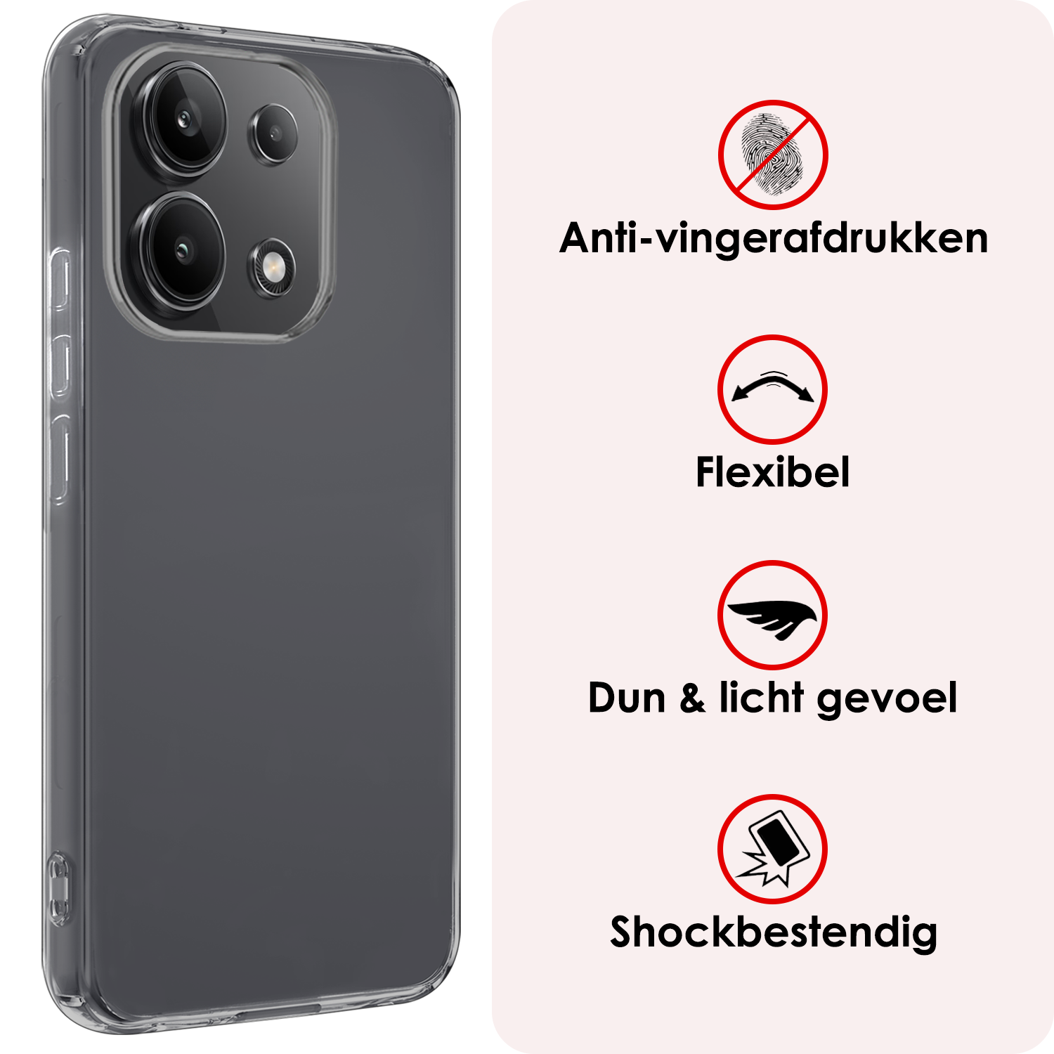 NoXx Hoes Geschikt voor Xiaomi Redmi Note 13 4G Hoesje Cover Siliconen Back Case Hoes - Transparant - 2 PACK
