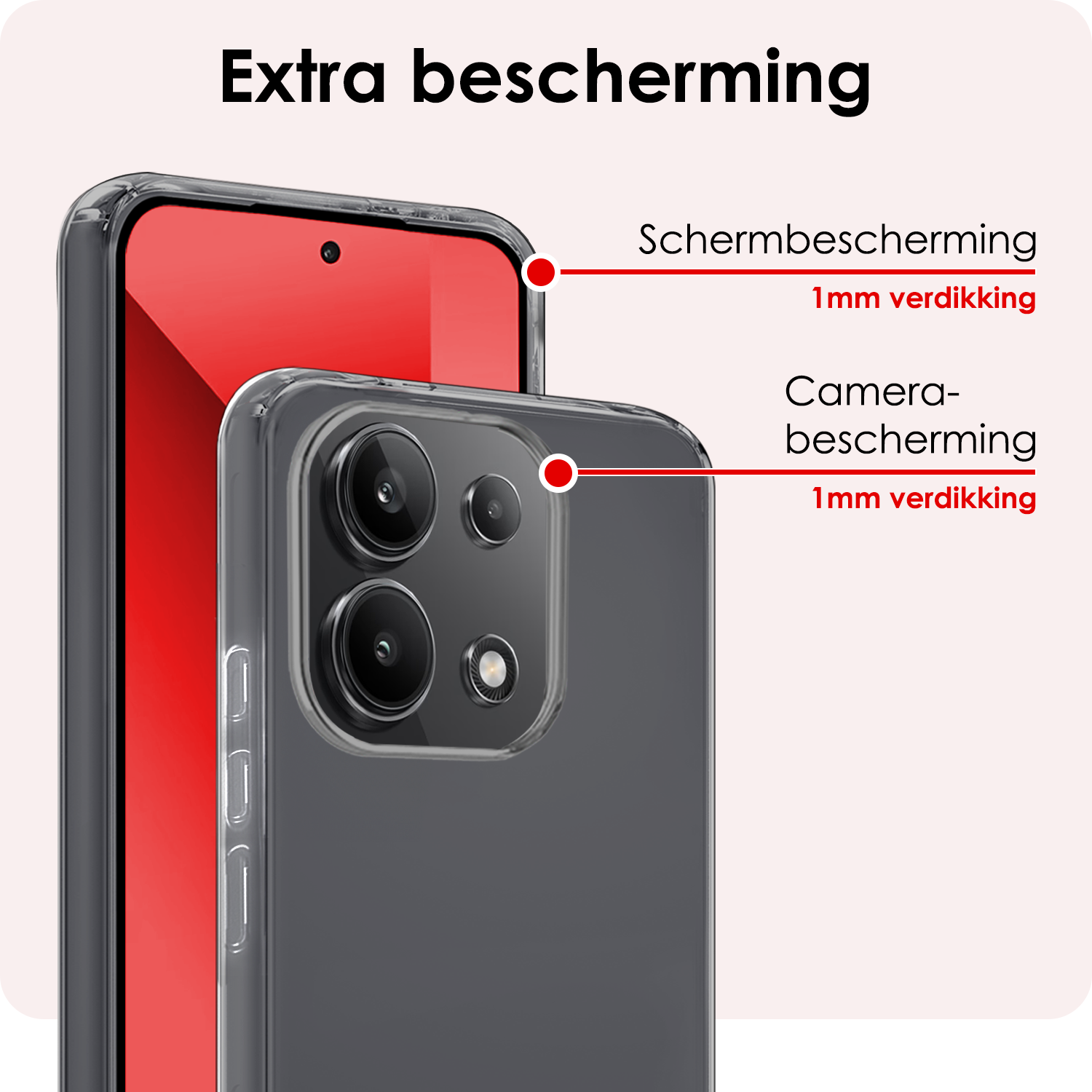 NoXx Hoes Geschikt voor Xiaomi Redmi Note 13 4G Hoesje Cover Siliconen Back Case Hoes - Transparant - 2 PACK
