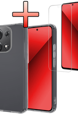 NoXx Hoes Geschikt voor Xiaomi Redmi Note 13 4G Hoesje Cover Siliconen Back Case Hoes Met Screenprotector - Transparant