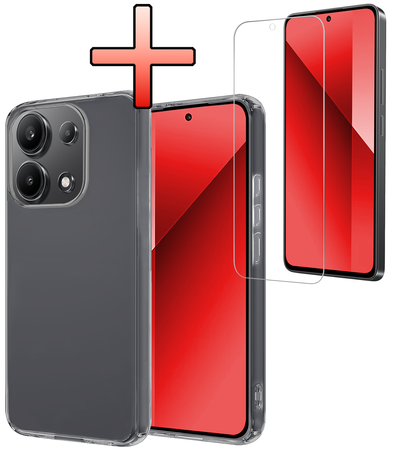 NoXx Hoes Geschikt voor Xiaomi Redmi Note 13 4G Hoesje Cover Siliconen Back Case Hoes Met Screenprotector - Transparant