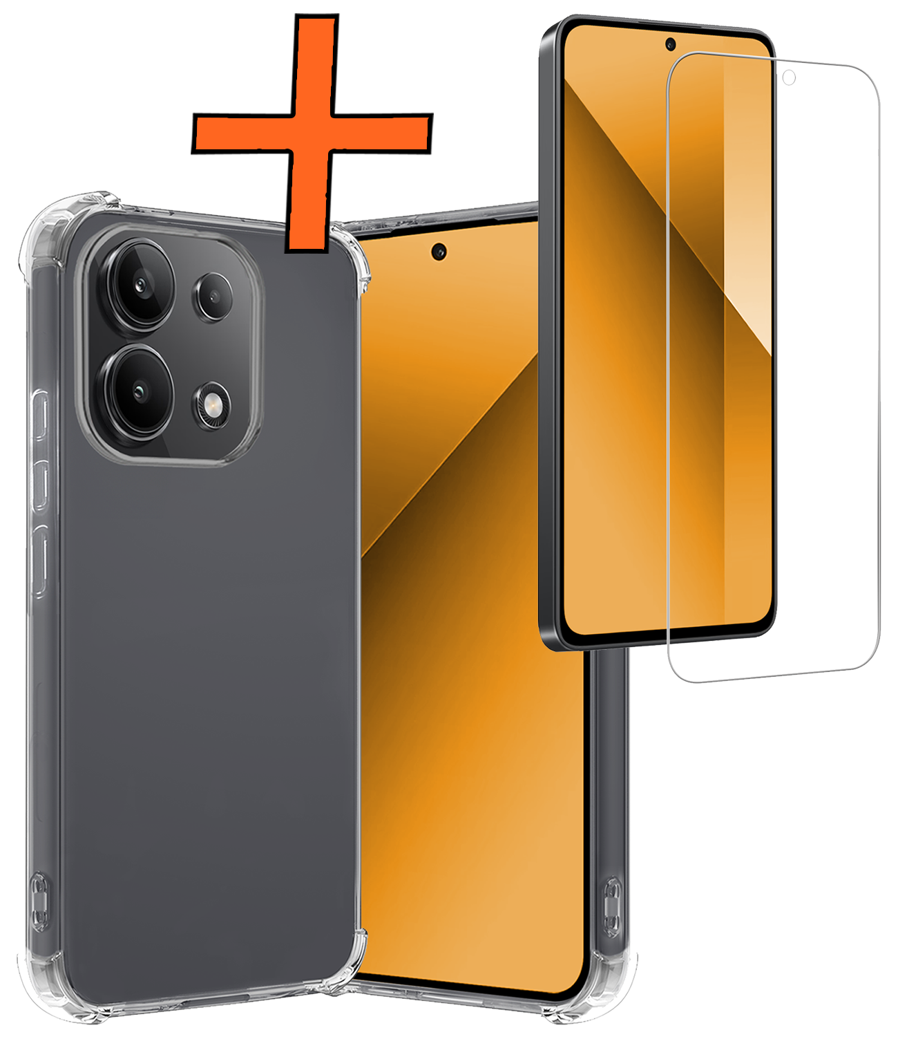 Nomfy Hoesje Geschikt voor Xiaomi Redmi Note 13 4G Hoesje Shock Proof Cover Case Shockproof Met Screenprotector - Hoes Geschikt voor Xiaomi Redmi Note 13 4G Hoes Siliconen Back Case - Transparant