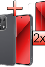 NoXx Hoes Geschikt voor Xiaomi Redmi Note 13 4G Hoesje Cover Siliconen Back Case Hoes Met 2x Screenprotector - Transparant
