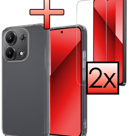 NoXx NoXx Xiaomi Redmi Note 13 4G Hoesje Siliconen Met 2x Screenprotector - Transparant