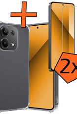 Nomfy Hoesje Geschikt voor Xiaomi Redmi Note 13 4G Hoesje Shock Proof Cover Case Shockproof Met 2x Screenprotector - Hoes Geschikt voor Xiaomi Redmi Note 13 4G Hoes Siliconen Back Case - Transparant