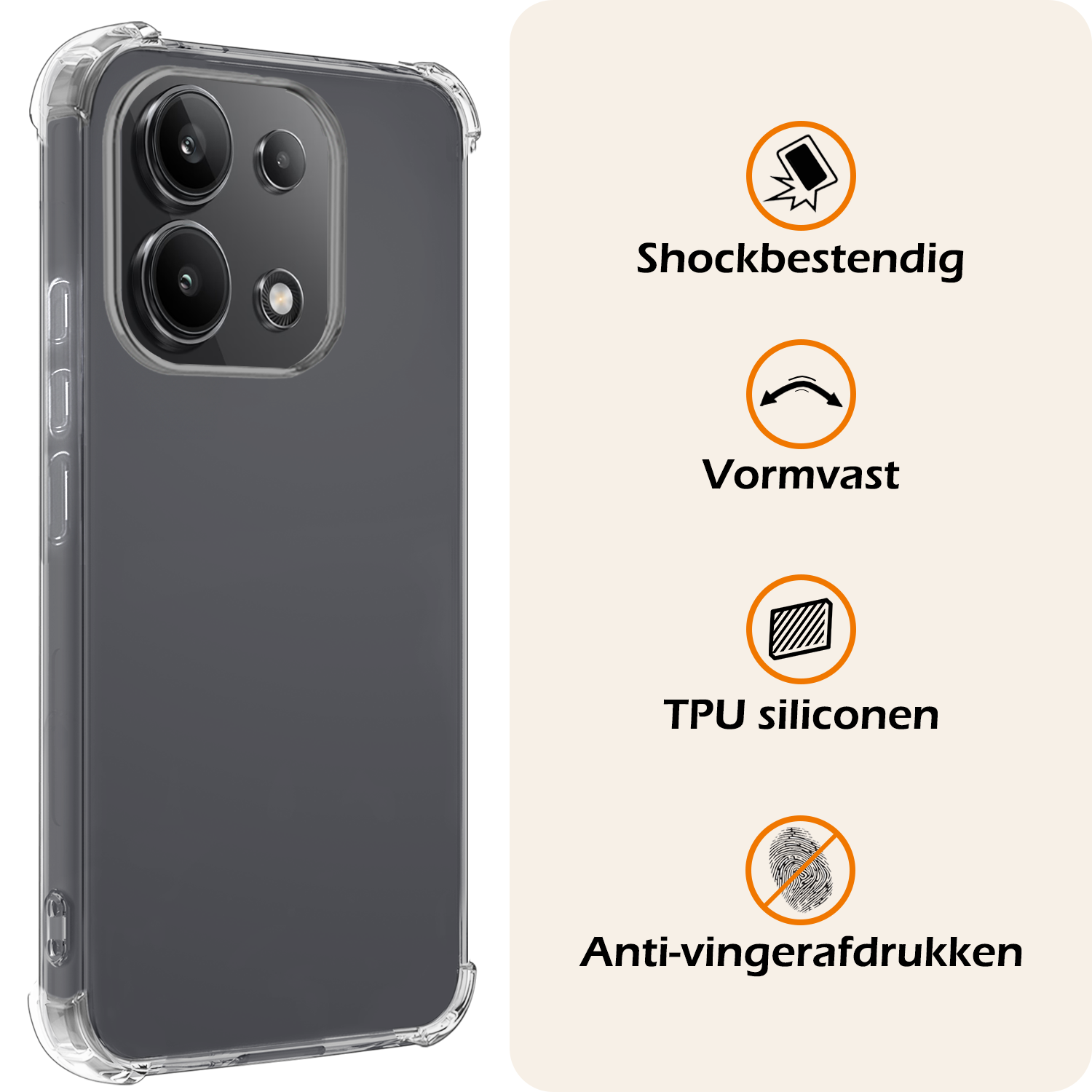 Nomfy Hoesje Geschikt voor Xiaomi Redmi Note 13 4G Hoesje Shock Proof Cover Case Shockproof Met 2x Screenprotector - Hoes Geschikt voor Xiaomi Redmi Note 13 4G Hoes Siliconen Back Case - Transparant