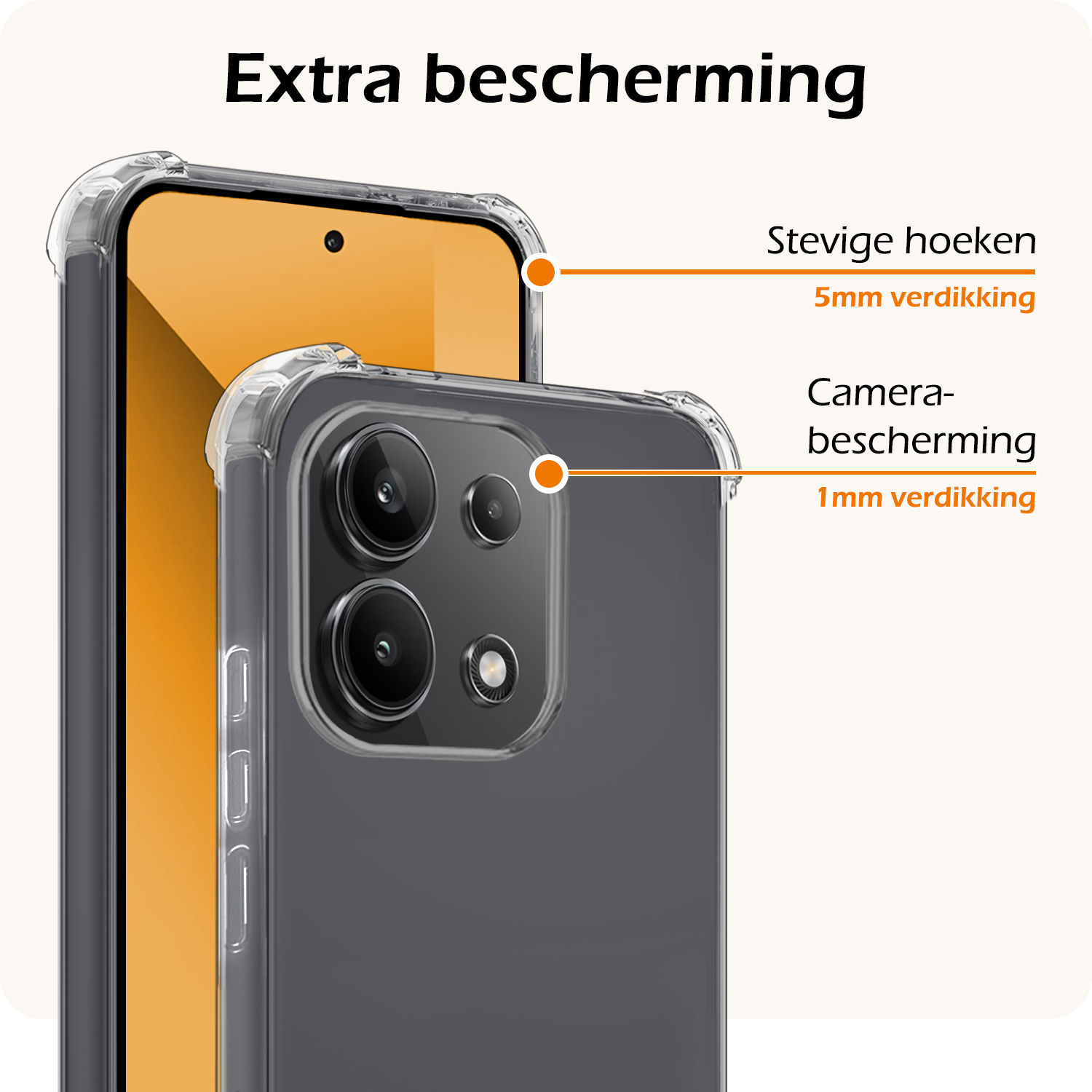 Nomfy Hoesje Geschikt voor Xiaomi Redmi Note 13 4G Hoesje Shock Proof Cover Case Shockproof Met 2x Screenprotector - Hoes Geschikt voor Xiaomi Redmi Note 13 4G Hoes Siliconen Back Case - Transparant