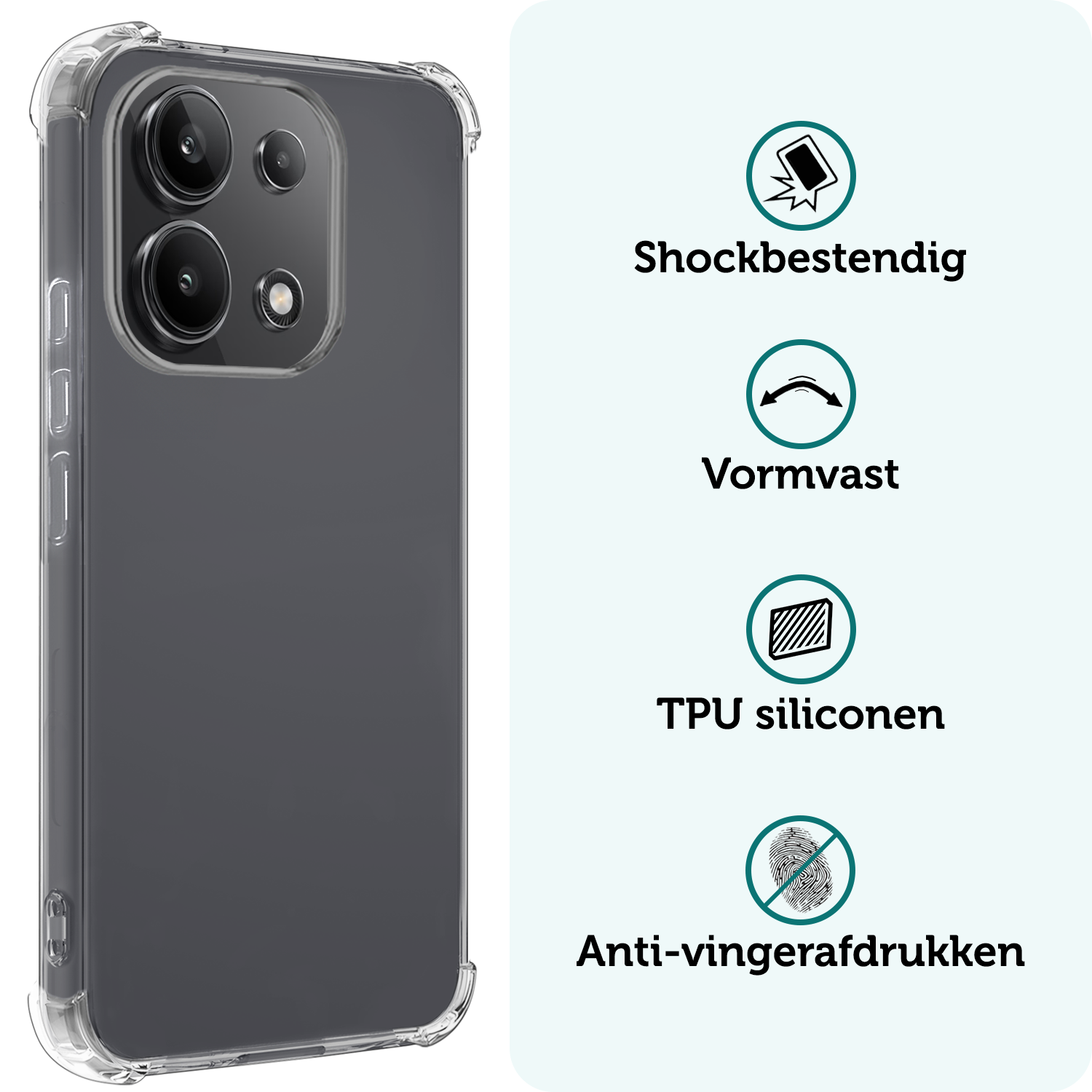 Forterra Hoesje Geschikt voor Xiaomi Redmi Note 13 4G Case Shockproof Siliconen Hoes - Hoes Geschikt voor Xiaomi Redmi Note 13 4G Hoesje Shock Proof Back Cover - Transparant