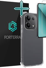 Forterra Hoesje Geschikt voor Xiaomi Redmi Note 13 4G Case Shockproof Siliconen Hoes Met Screenprotector - Hoes Geschikt voor Xiaomi Redmi Note 13 4G Hoesje Shock Proof Back Cover - Transparant