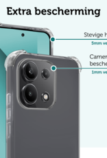 Forterra Hoesje Geschikt voor Xiaomi Redmi Note 13 4G Case Shockproof Siliconen Hoes Met Screenprotector - Hoes Geschikt voor Xiaomi Redmi Note 13 4G Hoesje Shock Proof Back Cover - Transparant
