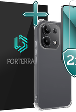 Forterra Hoesje Geschikt voor Xiaomi Redmi Note 13 4G Case Shockproof Siliconen Hoes Met 2x Screenprotector - Hoes Geschikt voor Xiaomi Redmi Note 13 4G Hoesje Shock Proof Back Cover - Transparant